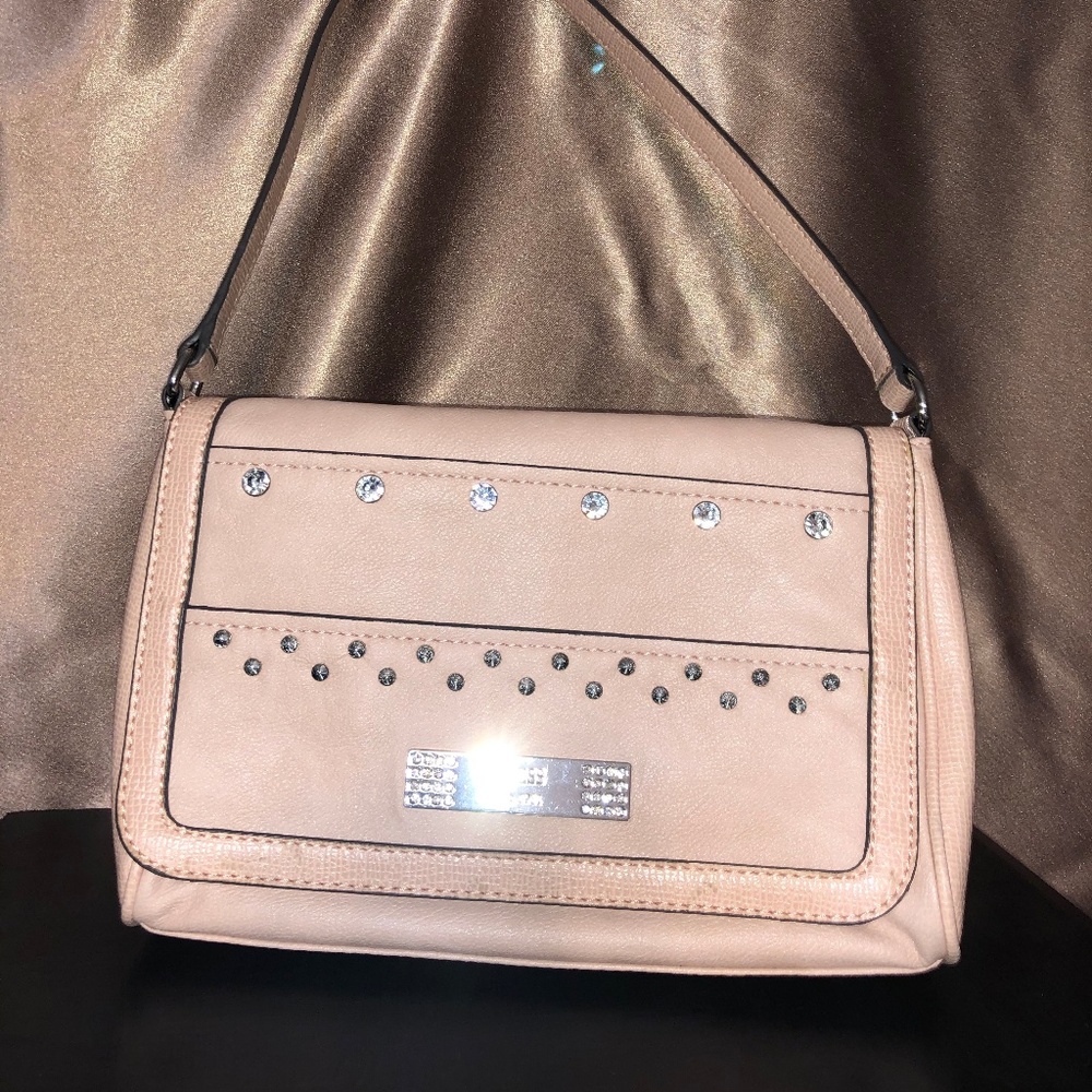 Guess pink leather embellished handbag